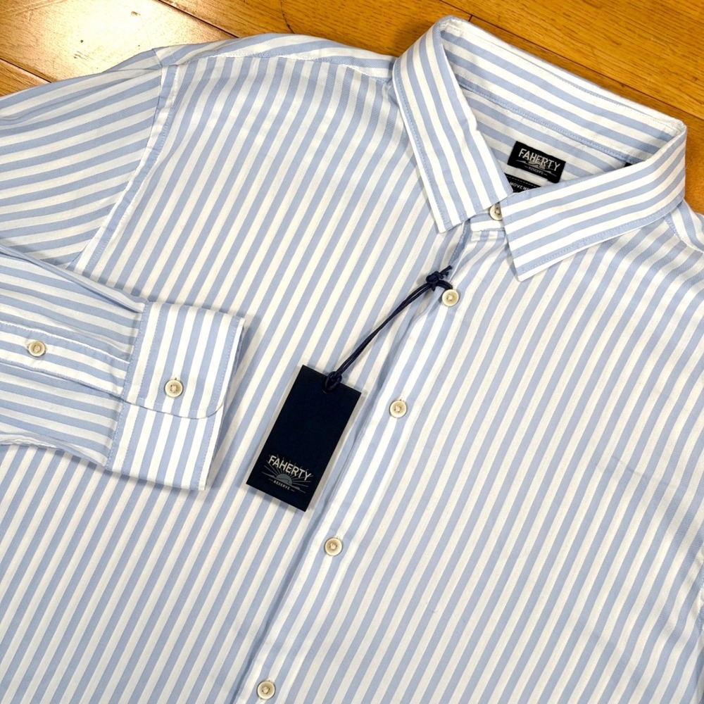 FAHERTY XXL The Movement Monterrey Shirt Blue Cape Stripe MWS2509 Mens NWT